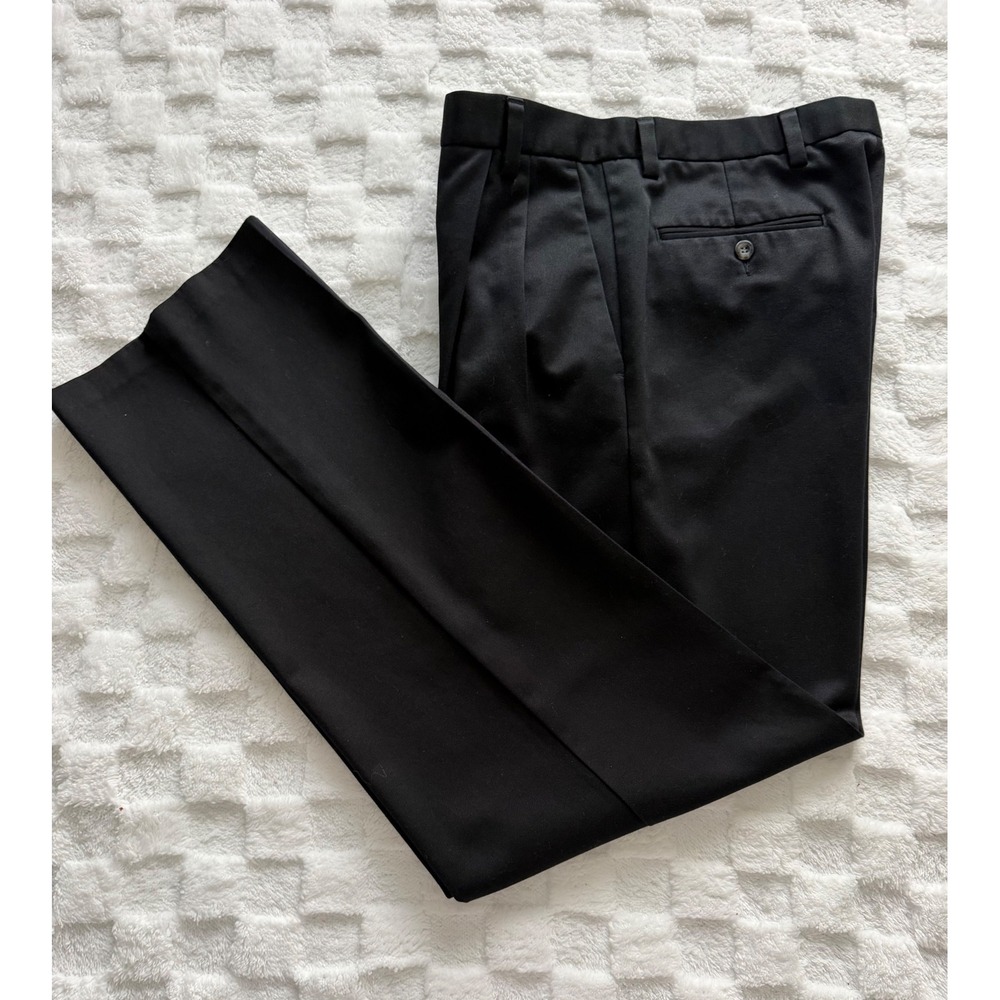 Dockers Mens Black Pleated Classic Fit Cotton Chino Pants 32x34 EUC